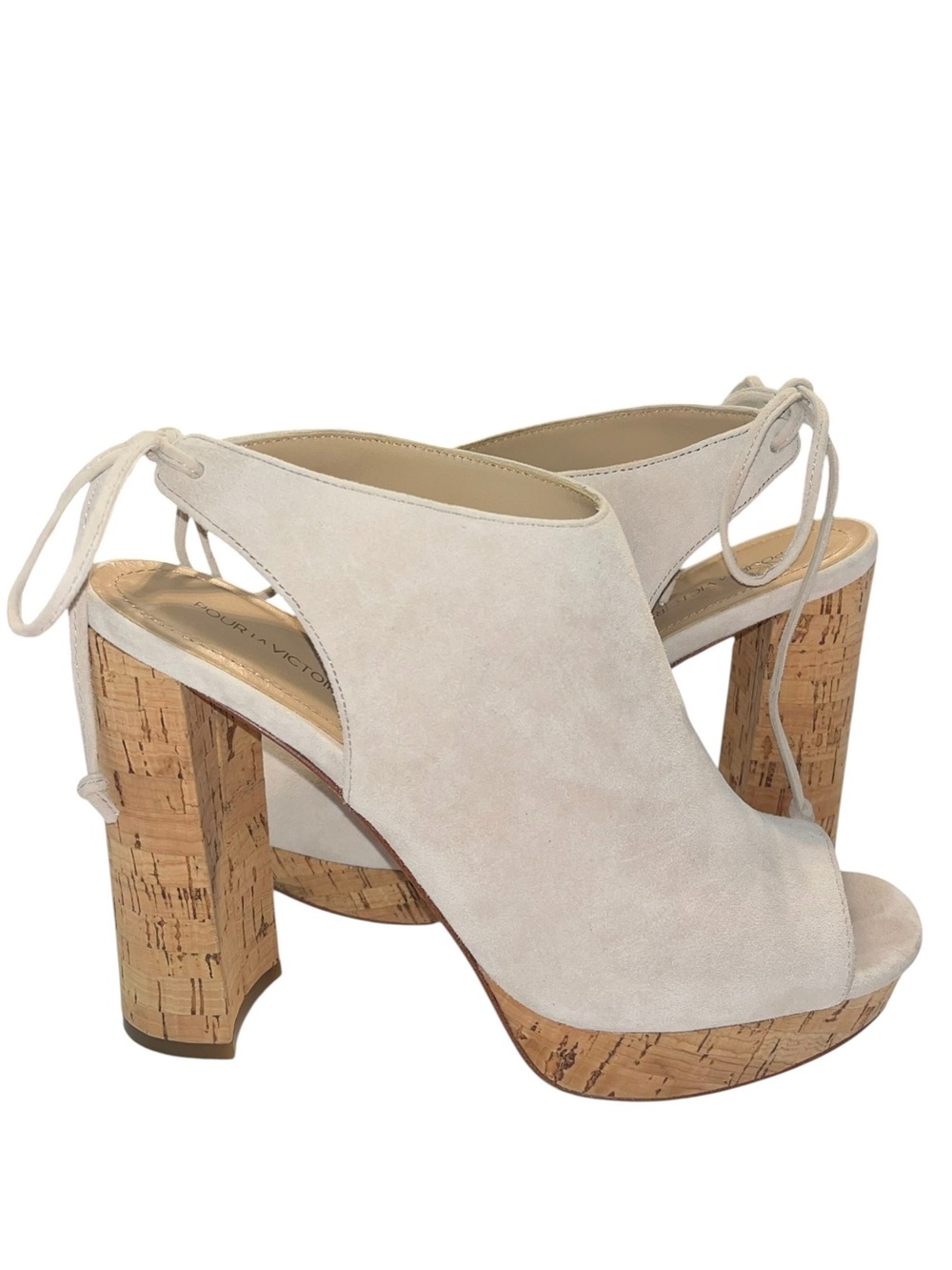Pour La Victoire Nude Suede Platform Heels - Size 8.5